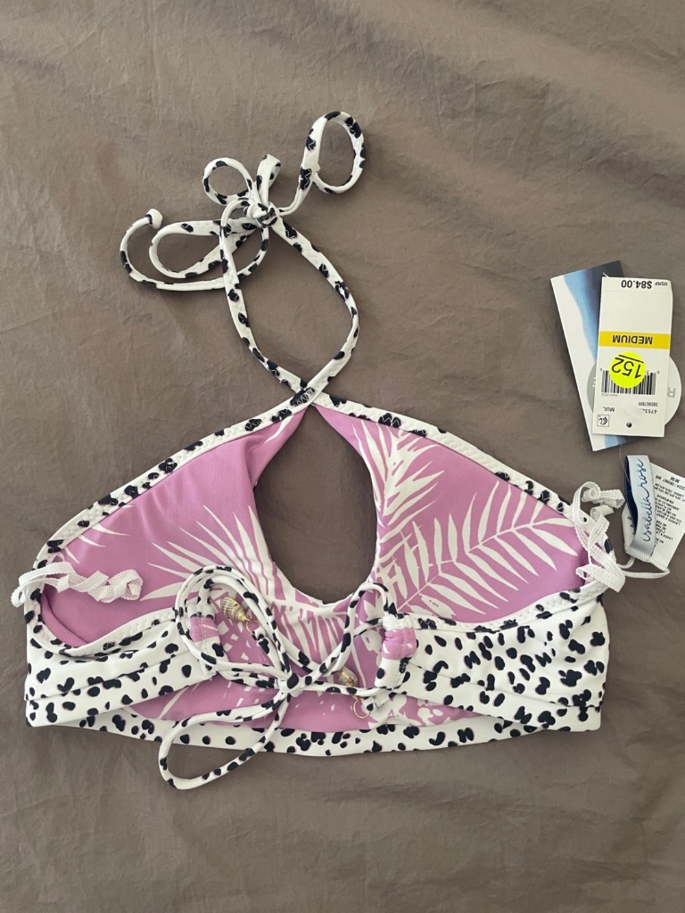 Isabella Rose Reversible Bikini Top NWT | Leopard + Purple Tropical Halter 🌴✨ - Picture 3 of 7